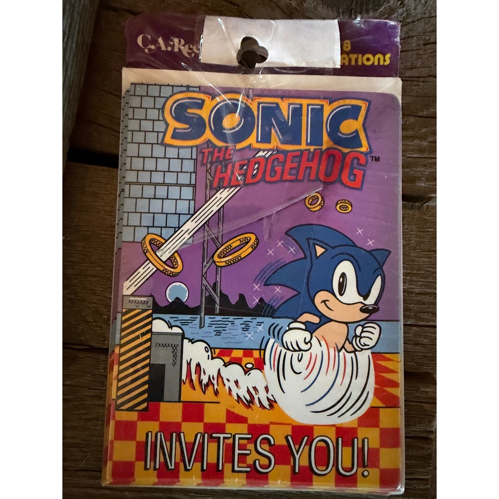 Sonic the Hedgehog Invitations Birthday 8 cards Vintage Sega NWT Video Game Y2K
